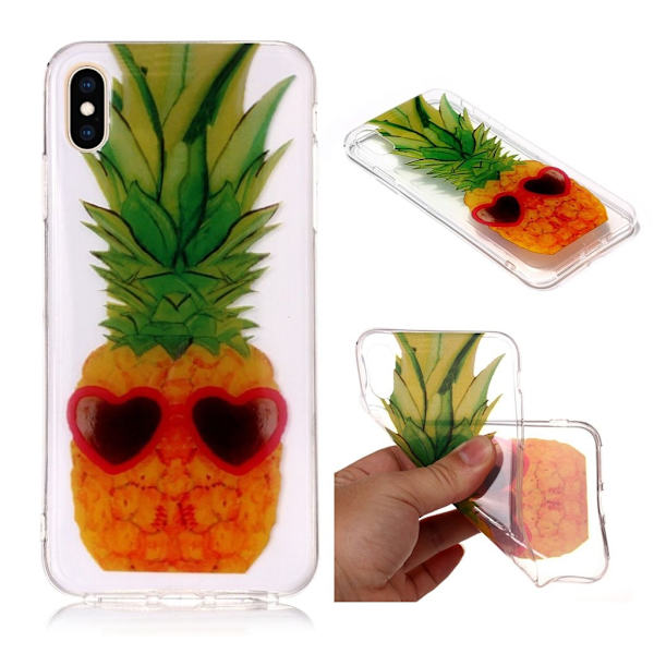 iPhone Xs Max etui med mønsterprint - Ananas Med Briller Multicolor