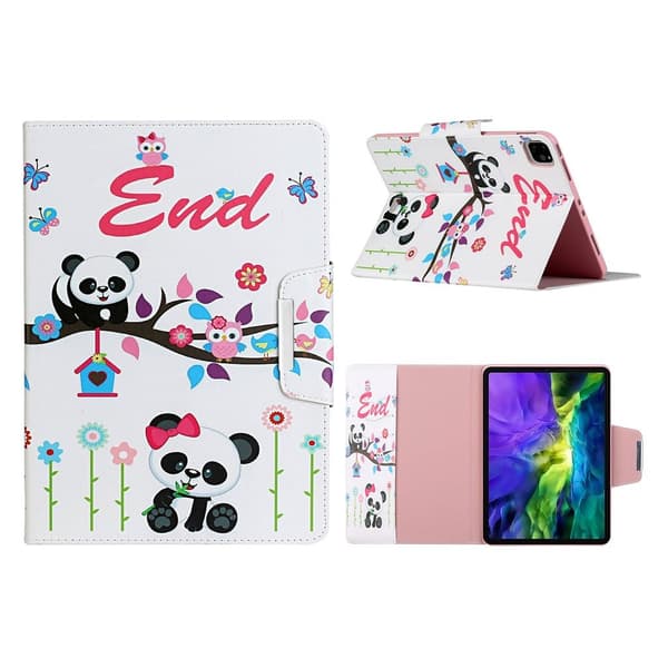 iPad Pro 11 tum (2020) / (2018) coolt mönstrat flipfodral i läder - Panda Och Uggla multifärg