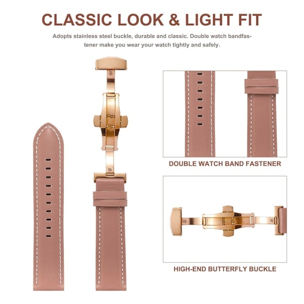 20 mm Universal texturerat klockarmband i äkta läder - Svart Svart
