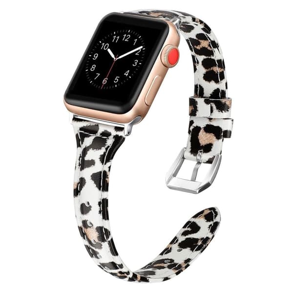 Apple Watch Series 5 40mm leopard ægte læder Urrem - Gul Yellow