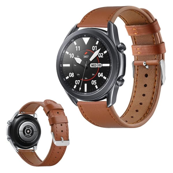 ægte læder rem til Samsung Galaxy Watch 3 (45mm) - brun Brown