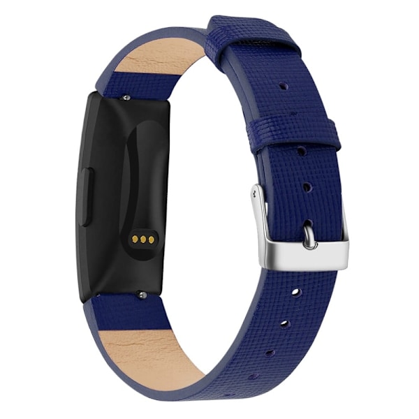 Fitbit Inspire / Inspire HR klockarmband i äkta läder med fyrkantigt mönster - Blå / Storlek: S Blå