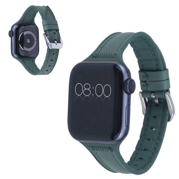 Apple Watch Series 5 44mm silikone læderarmbånd - Grøn Green