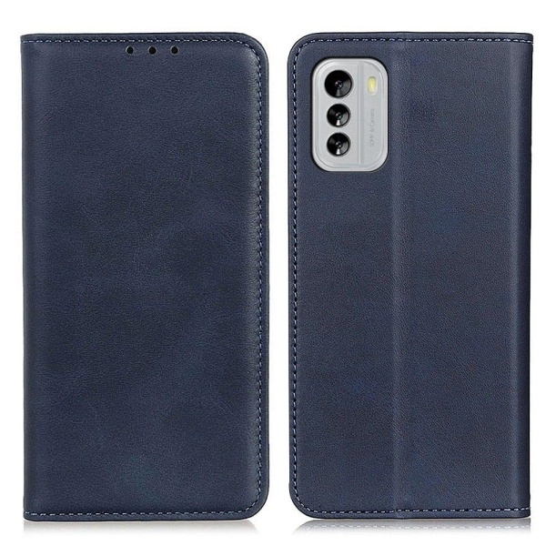 Lompakko-style Aitoa Nahkaa Läppäkotelo For Nokia G60 - Sininen Blue