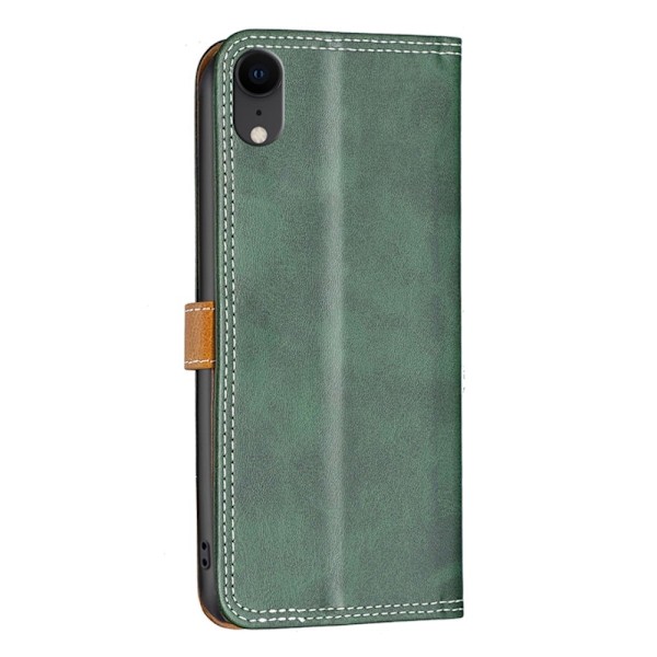 BINFEN tvåfärgat läder iPhone Xr fodral - Grön Grön