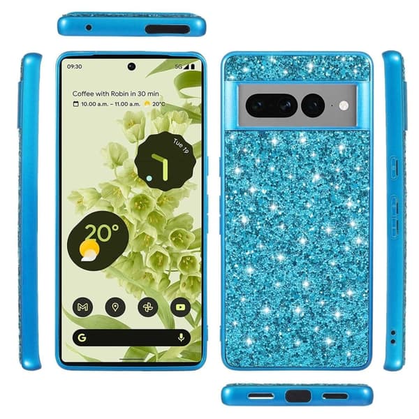 Glitter Google Pixel 7 Pro Etui - Rød Red