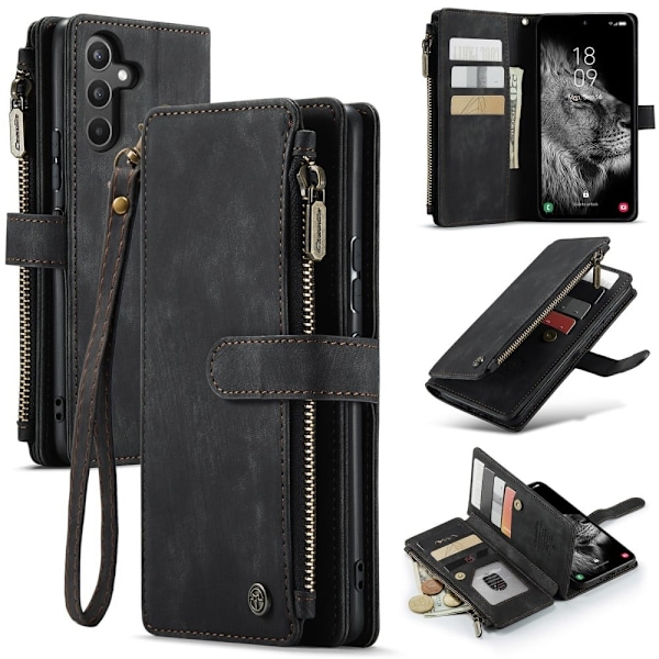 CaseMe Samsung Galaxy A34 5G etui med lynlås og pung - Sort Black