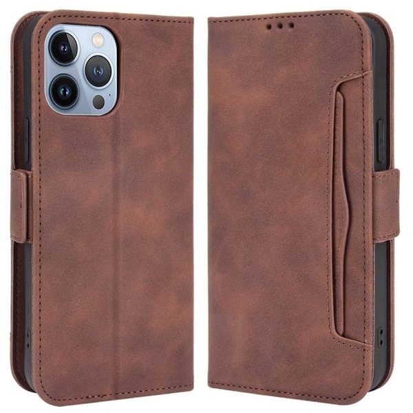 Modernt iPhone 14 fodral med plånbok - Brun Brun