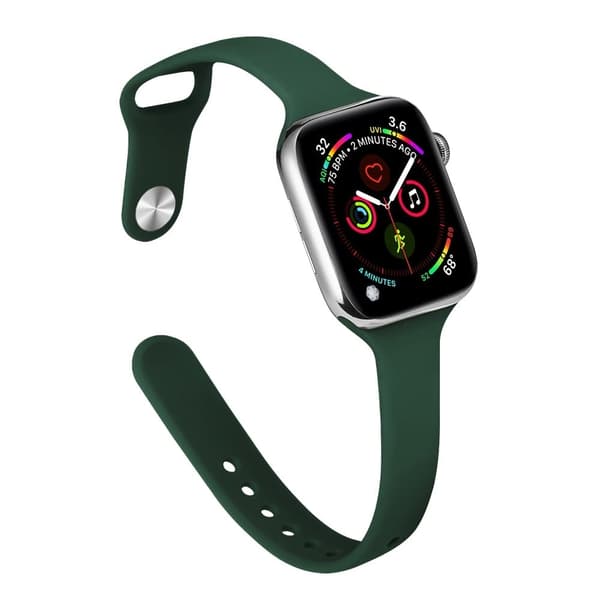 Apple Watch 41mm / 40mm / 38mm slank silikoneurrem - Sortliggrøn Green