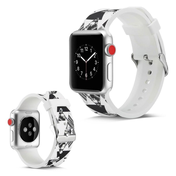 Apple Watch Series 5 44mm camouflage silikone Urrem - Sort og Hv White