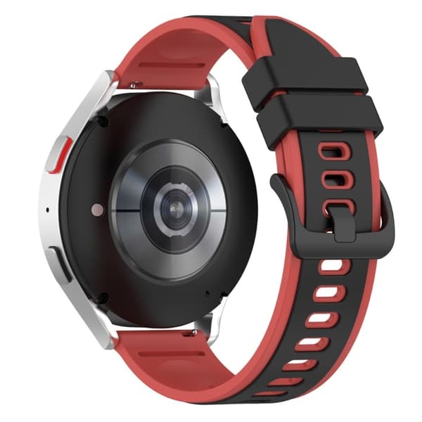 20 mm dobbeltfarvet silikoneurrem til Samsung-ur - Sort / Rød Red