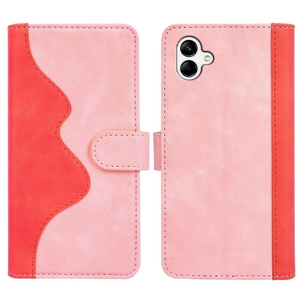 To Farvet Læder Flip Case til Samsung Galaxy A04 - Lyserød Pink