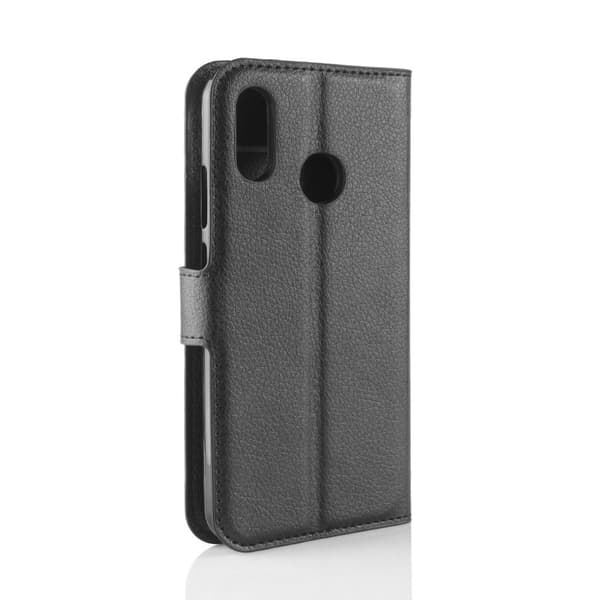 Huawei P30 Lite litchi skin læder flip etui - Sort Black