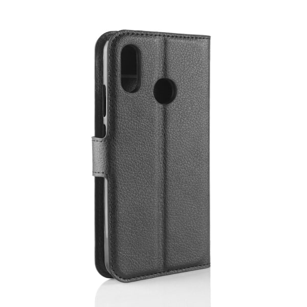Huawei P30 Lite litchi skin plånboksfodral i läder - svart Svart