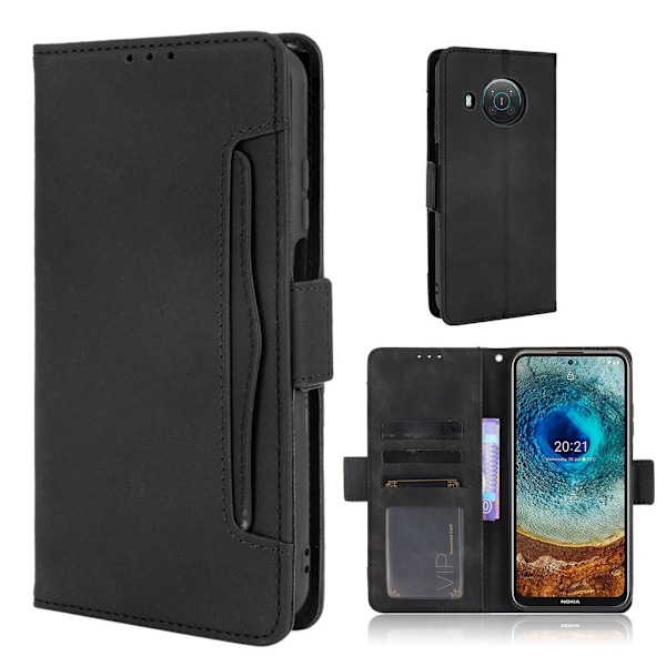 Modern-styled Læder Pung Etui til Nokia X10 / X20 - Sort Black