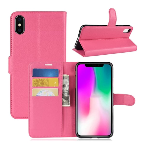 iPhone XR mobilfodral syntetläder silikon stående plånbok - Rosenröd Rosa