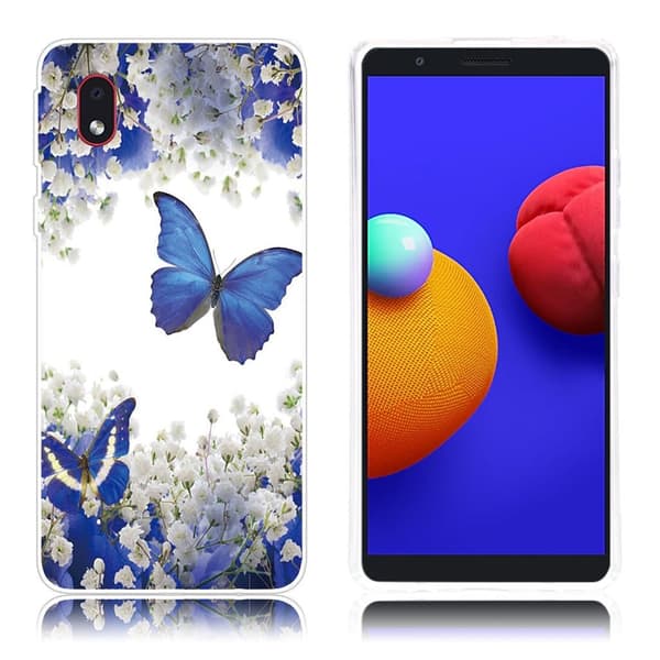 Butterfly Samsung Galaxy A01 Core nahkakotelo - Perhonen Blue