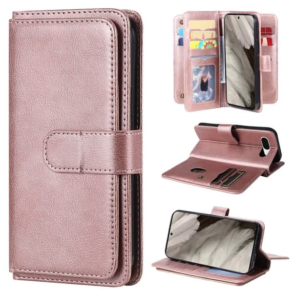 10-slot Pung Etui til Google Pixel 8 - Rødguld Pink