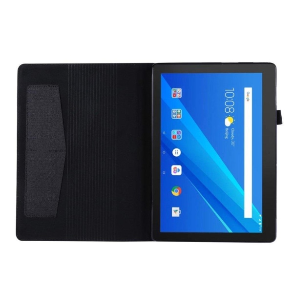 Lenovo Tab E10 kankainen nahkainen kotelo - Musta Black