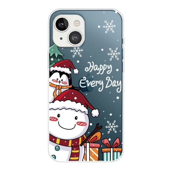 Joulun iPhone 14 Plus kotelo - Söpö Pingviini Lumiukko Multicolor