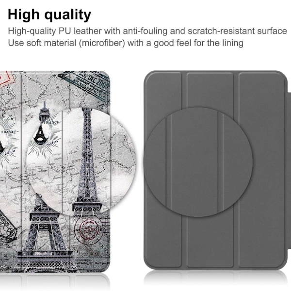 Tri-fold stander etui iPad 10.9 (2022) Pattern Printing Anti-fall Anti-wear Folio Flip Vegansk Læder Tablet Cover - Tårn Silver grey