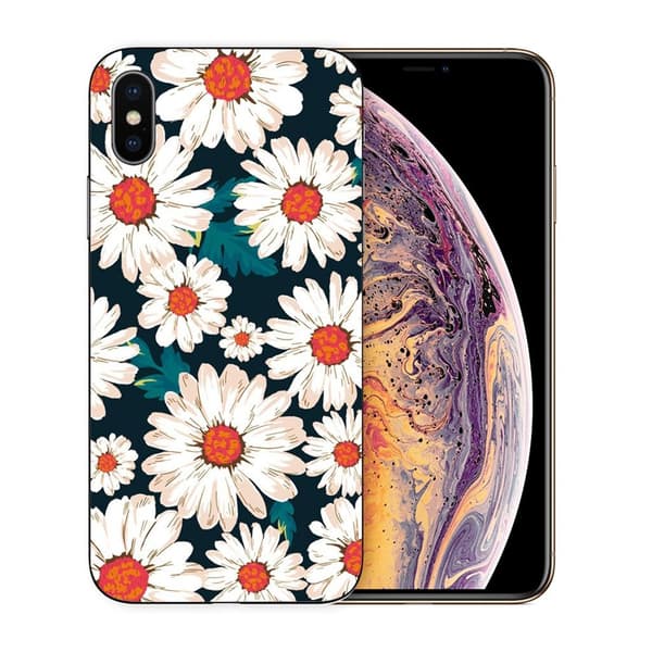 Blødt etui med mønsterprint til iPhone XS - Hvid Marguerit White
