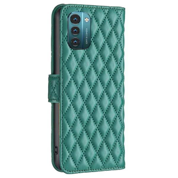 Rhombus Mønster Matte Flip Case til Nokia G11 / G21 - Grøn Green