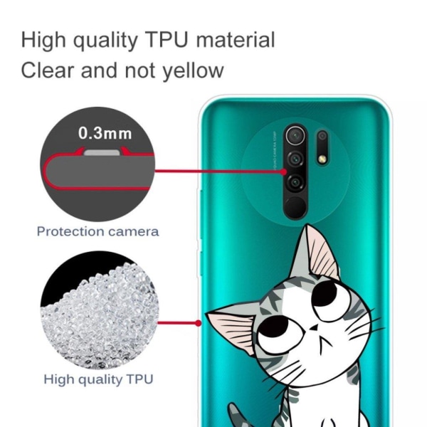 Deco Xiaomi Redmi 9 skal - Söt Katt Vit