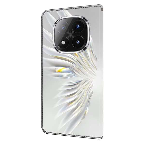 Xiaomi Redmi Note 14 Pro 4G plånboksfodral mönster tryckning stativ läder flip telefonskydd - Kristallvingar Vit