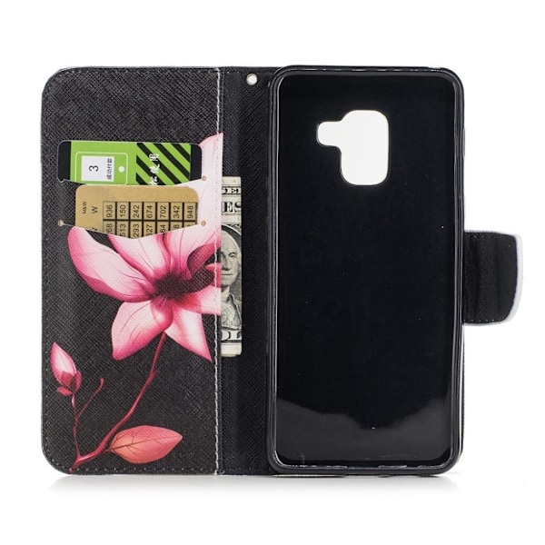 Samsung Galaxy A8 (2018) mønstret PU læder flip etui - frisk blomst Multicolor
