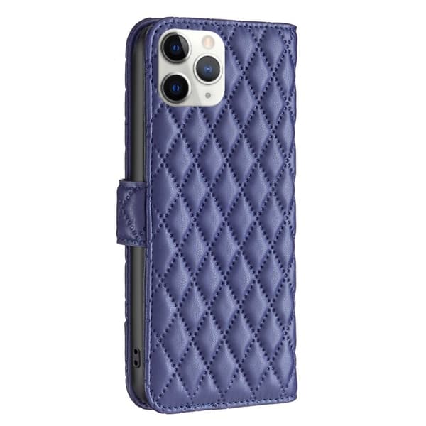Rombemønster, matt flip-deksel for iPhone 11 Pro Max - Blå Blue