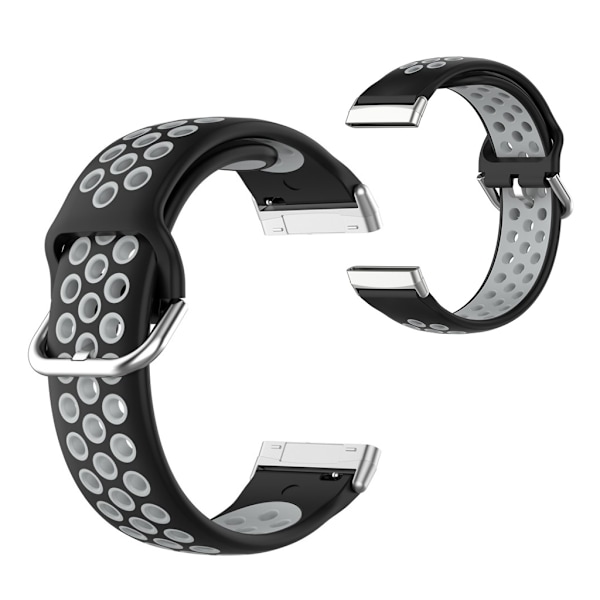 Fitbit Sense / Versa kaksivärinen silikoninen kellonauha - Musta / Harmaa Black