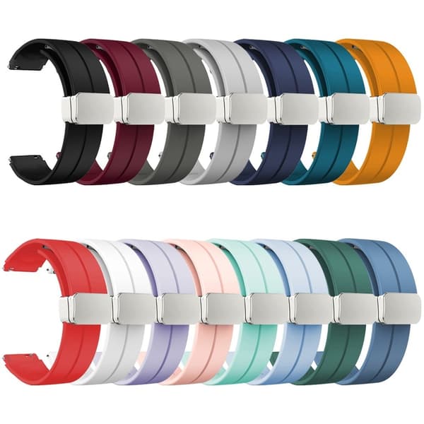18 mm universellt silikonarmband med silverspänne - Gul Gul