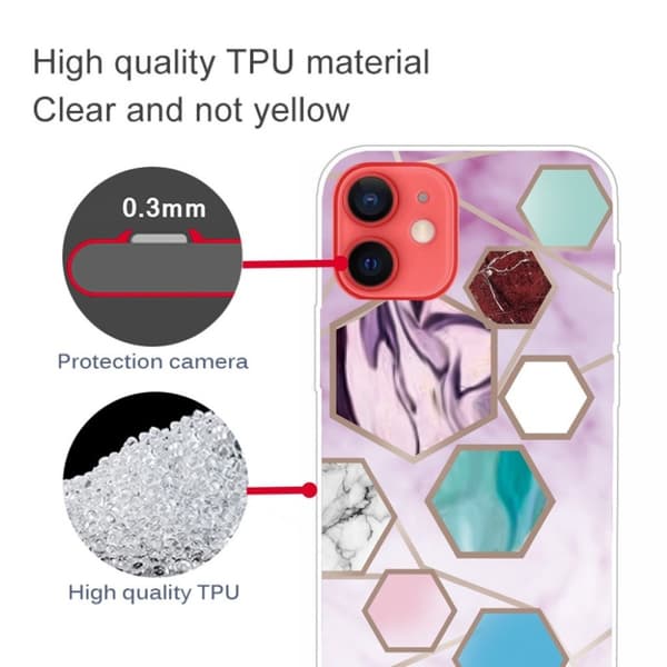 Marble design iPhone 13 Mini cover - Sekskantede Fragmenter I Lilla Multicolor