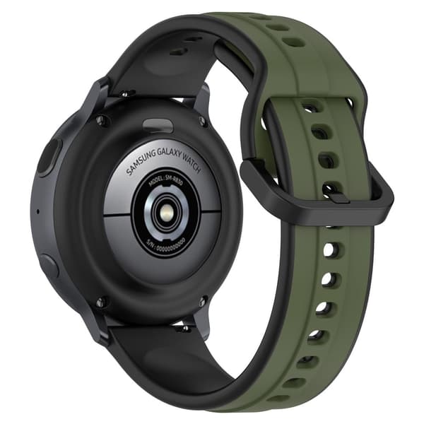 20 mm universal silikonerem i to farver - Mørkegrøn / Sort Green