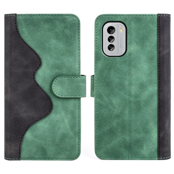 Tvåfärgat Nokia G60 fodral i läder - Grön Grön