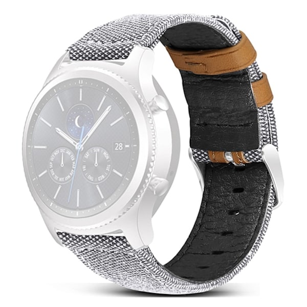 22 mm Universal canvasöverdraget klockarmband i äkta läder - Vit Vit