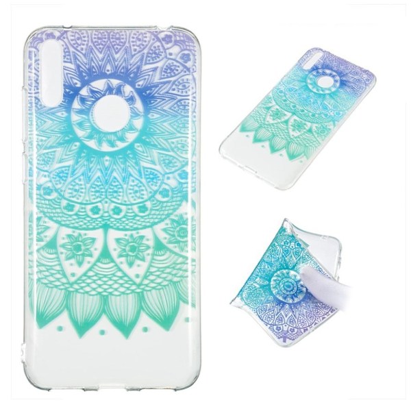 Huawei Y7 2019 mønstret etui - Mandala Blomst Blue