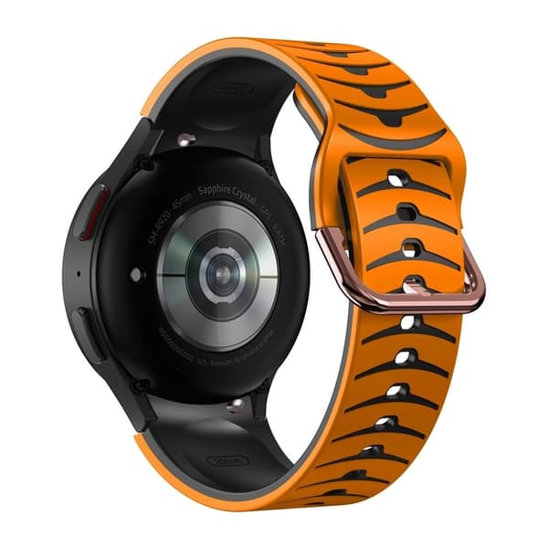 Samsung Galaxy Watch 5 / 5 Pro / 4 buet linje stil silikone urrem - Orange / Sort Orange