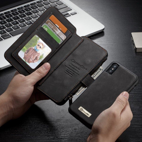 CaseMe 2-i-1 iPhone Xs Max fodral med plånbok - Svart Svart