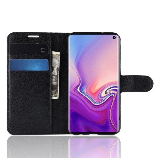 Samsung Galaxy S10e litsi nahkainen flip Suojakotelo - Musta Black