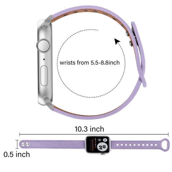 Apple Watch Series 8 (45mm) / Watch Ultra klockarmband i äkta läder - Ljuslila Lila