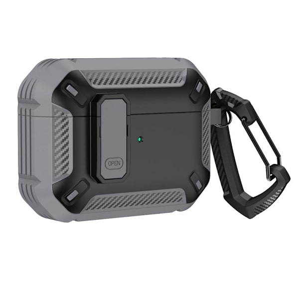 AirPods Pro 2 skyddsfodral med karbinhake - Grå Silvergrå