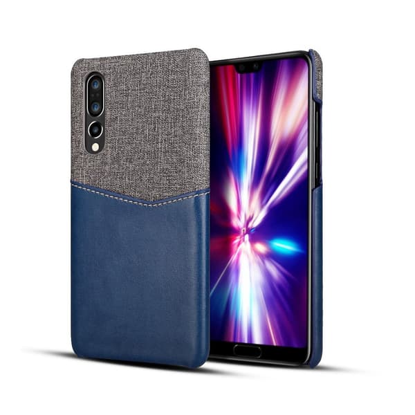 Huawei P30 stof splejset læderetui - Blå Blue