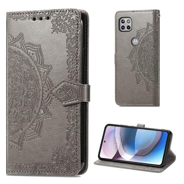Mandala Motorola One 5G Ace Läppäkotelo - Harmaa Silver grey