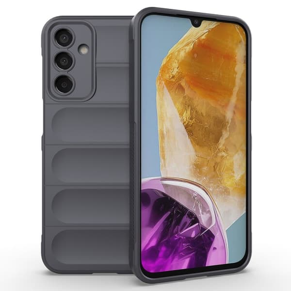 Mjukt greppformat Samsung Galaxy M15 skal - Mörkgrå Silvergrå