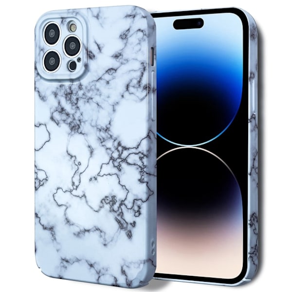 Marble iPhone 14 Pro Max Etui - Klinkekule Rød White