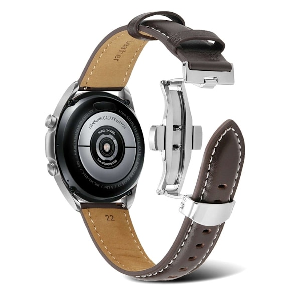 20 mm Universal texturerat klockarmband i äkta läder - Kaffe Brun