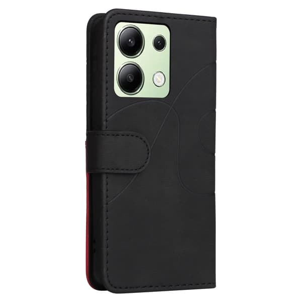 Texturerat läder Xiaomi Redmi Note 13 4G fodral med handledsband - Svart Svart