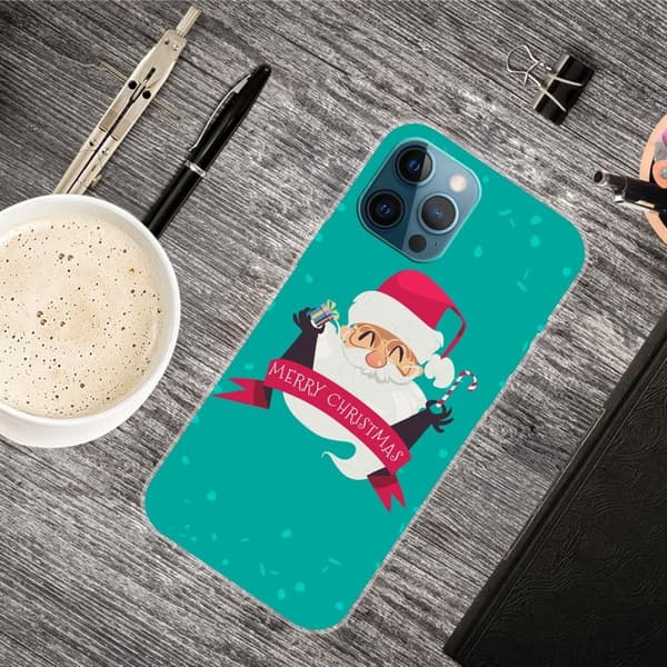 iPhone 16 Pro Max Fodral Julmönster Tryck Mjukt Flexibelt Telefonskydd - Tomte Och Gåva Och Gåva Grön
